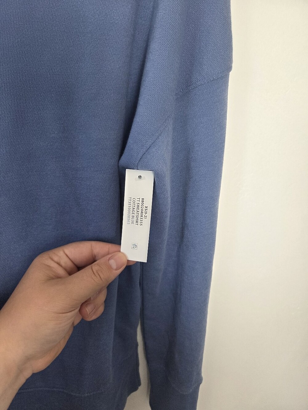 NEW Time & Tru Sweatshirt Oversized Cottage Blue XS Comfy Crewneck Casual Women - Picture 5 of 6